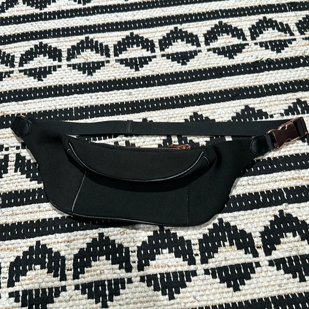 Black and rose gold fanny pack